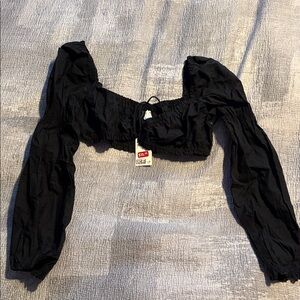 H&M Black Crop Top with Long Sleeves